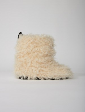 Maje Ankle Boots In Fake Fur Ecru | Danmark_M87596