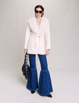 Maje Belted Kort Ecru | Danmark_M33565
