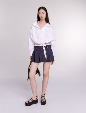 Maje Black Denim-effect Mini Sort | Danmark_M14606