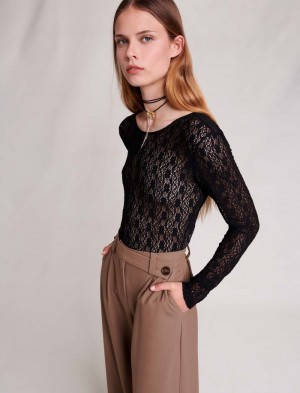 Maje Blonder Bodysuit Sort | Danmark_M65991