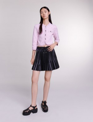 Maje Cardigan In Jacquard-effect Knit Lyserød | Danmark_M35525