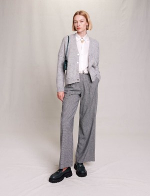 Maje Cardigan With Clover Studs Grå | Danmark_M76952