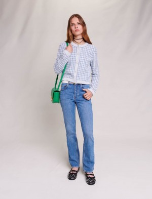 Maje Checked Cardigan Blå | Danmark_M21672