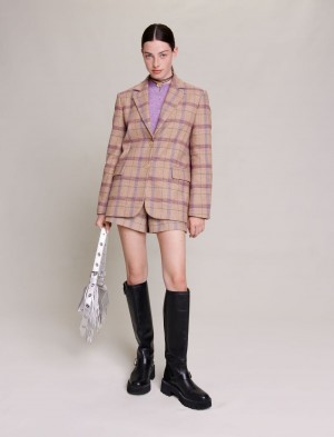 Maje Checked Suit Beige | Danmark_M42145