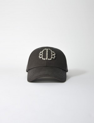 Maje Clover Rhinestone Cap Sort | Danmark_M42232