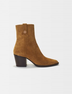 Maje Cowboy Boots In Camel Ruskind Læder Camel | Danmark_M97688