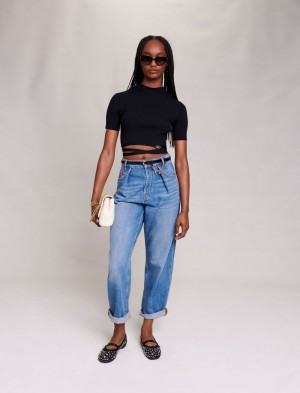 Maje Criss-cross Cropped Sort | Danmark_M14313