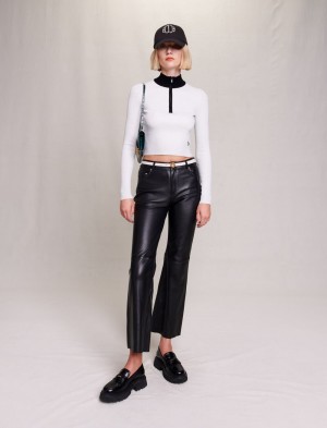 Maje Cropped Decorative Knit Jumper Sølv | Danmark_M28759
