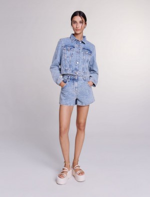 Maje Cropped Denim Blå | Danmark_M68871