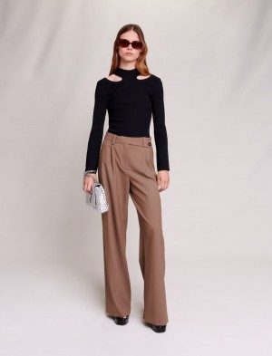 Maje Cutaway Knit Sweater Sort | Danmark_M29752