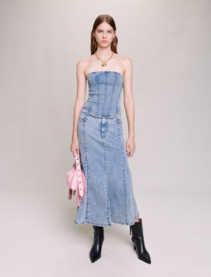 Maje Denim Bustier Blå | Danmark_M18721