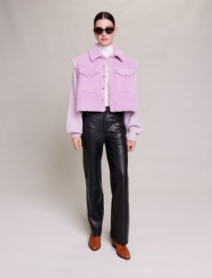 Maje Faux Fur And Knit Lilla | Danmark_M70404