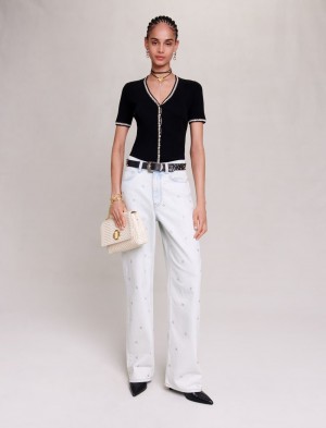 Maje Fitted Strikket Pullover Sort | Danmark_M22935