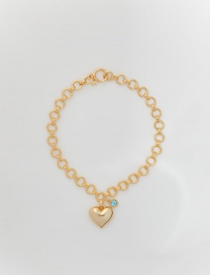Maje Gold Heart Necklace Guld | Danmark_M78126