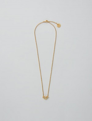 Maje Gold-tone Necklace With Rhinestones Guld | Danmark_M25897