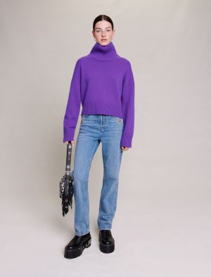 Maje High Neck Cashmere Lilla | Danmark_M44398