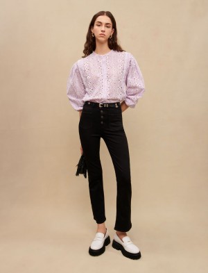 Maje High Waisted Flared Jeans Sort | Danmark_M21176