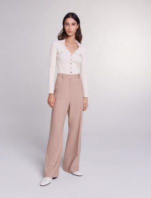 Maje High-waisted Trousers Beige | Danmark_M94782