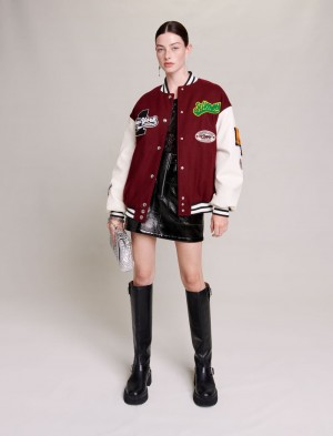 Maje Jacket Whool Rød Hvide | Danmark_M40589