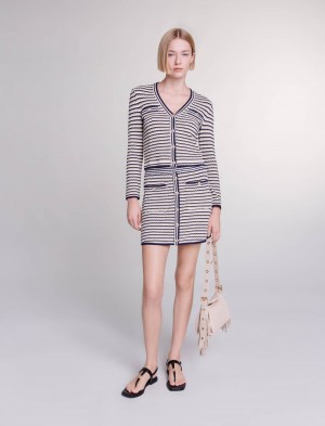 Maje Knit Cardigan Mørkeblå Guld | Danmark_M83714