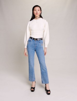 Maje Knit Corset Jumper Ecru | Danmark_M85564