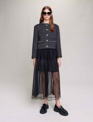 Maje Kort Beaded Black/Glitter | Danmark_M47433