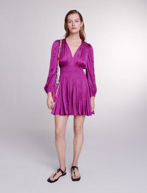Maje Kort Satin-look Fuchsia Lyserød | Danmark_M78709