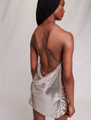 Maje Kort Sequined Sølv | Danmark_M98513