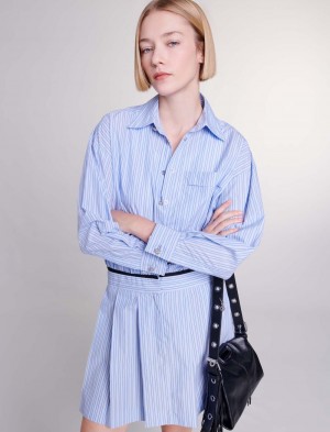Maje Kort Shirt Blå | Danmark_M23818