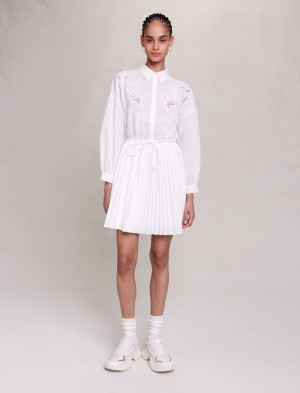 Maje Kort Shirt Hvide | Danmark_M44560