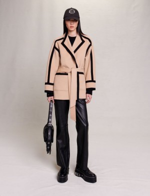 Maje Kort Two-tone Camel | Danmark_M69999
