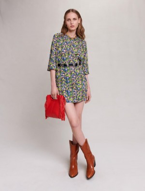 Maje Kort With Floral Print Primroses Multico Print | Danmark_M31720