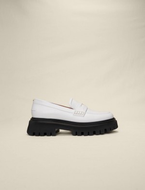 Maje Læder Platform Loafers Hvide | Danmark_M13497