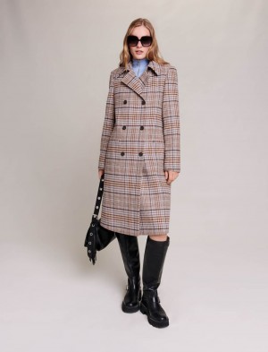 Maje Long Checked Beige | Danmark_M80213