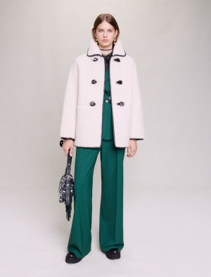 Maje Mid-length Shearling Ecru | Danmark_M77777