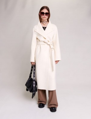 Maje Mid-length With Tie Fastgørelse Ecru | Danmark_M42093