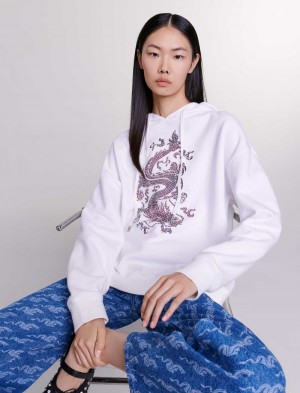 Maje Oversized Sweatshirt Hvide | Danmark_M63368