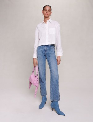 Maje Rhinestone Shirt Hvide | Danmark_M19506