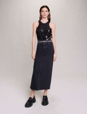 Maje Rhinestone Sort | Danmark_M20890