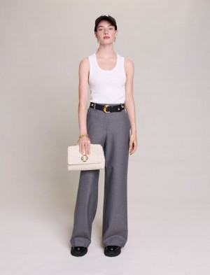 Maje Rib Knit Tank Hvide | Danmark_M39522