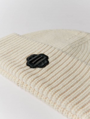 Maje Rib-knit Bonnet In Uld Blend Ecru | Danmark_M99461