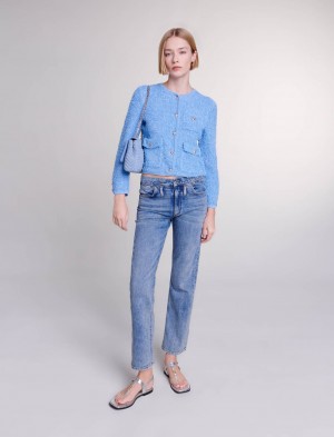 Maje Sequin Knit Cardigan Blå | Danmark_M73754