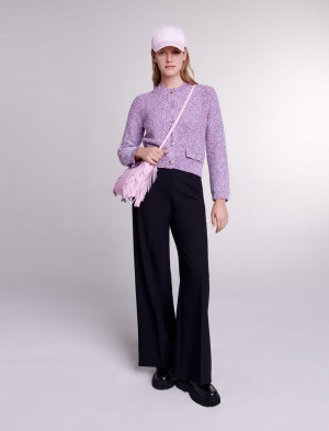 Maje Sequin Knit Cardigan Fuchsia Lyserød | Danmark_M23616