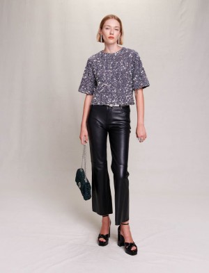 Maje Sequinned Velvet Sølv | Danmark_M57972