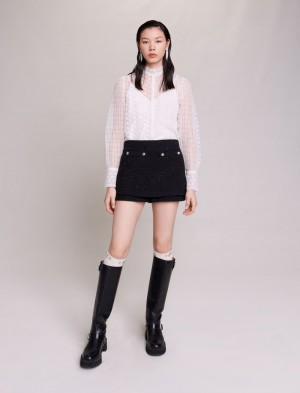 Maje Sheer Shirt Hvide | Danmark_M31891