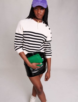 Maje Stribet Knit Sort | Danmark_M49320