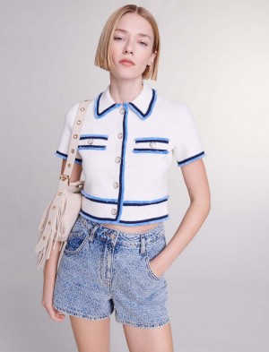 Maje Terry Knit Cardigan Ecru | Danmark_M92903