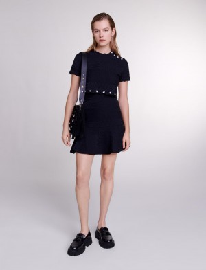 Maje Trompe L'oeil Knit Mini Sort | Danmark_M31925