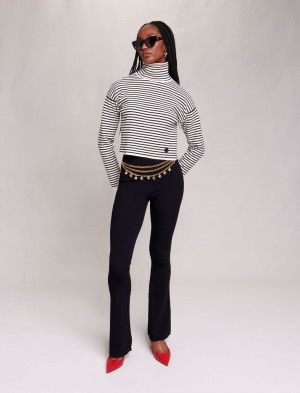 Maje Trousers In Ribbet Knit Sort | Danmark_M83305