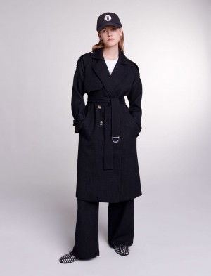 Maje Tweed Trench Sort | Danmark_M31733